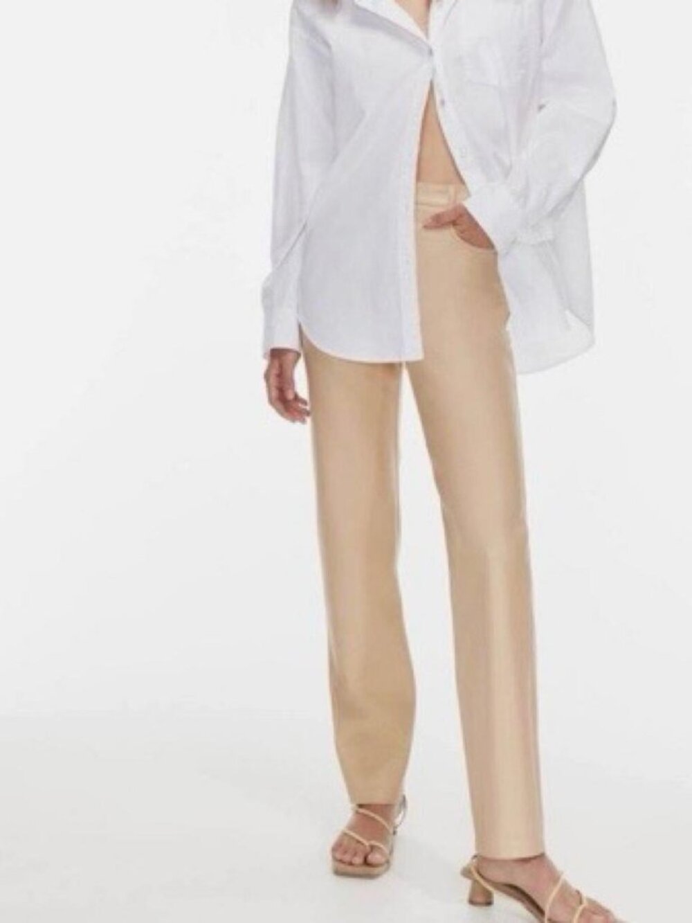 Aritzia Wilfred Tan Taupe Vegan Leather Pants Size 4